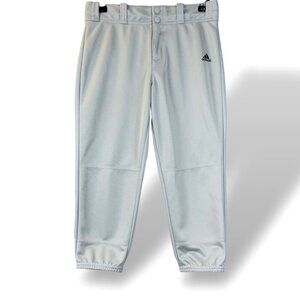 Adidas Aeroready Baseball Pant Youth Sz L Gray Elastic Hem Softball Sport Bottom